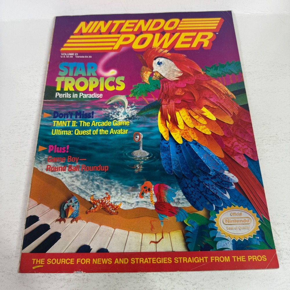 Nintendo Power Magazine Volume 21 StarTropics Poster TMNT II Ultima NES 1991